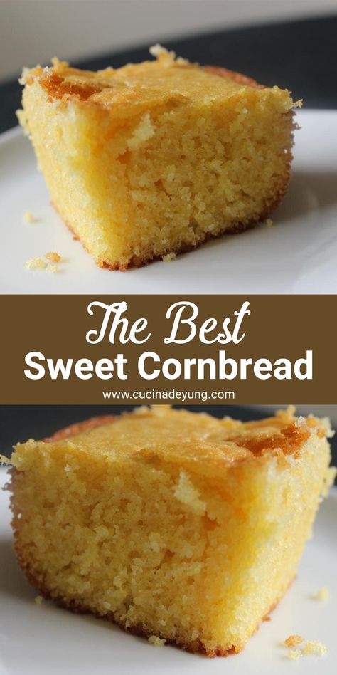 The Best Sweet Cornbread Recipe – CucinaDeYung Best Ever Cornbread Recipe, Sweet Yellow Cornbread Recipe, Cakey Cornbread Recipe, Crumbled Cornbread Recipes, Dense Cornbread Recipe, Easy Sweet Cornbread Recipe Jiffy, Cornbread Recipe With Corn Flour, Light And Fluffy Cornbread, Copycat Boston Market Cornbread