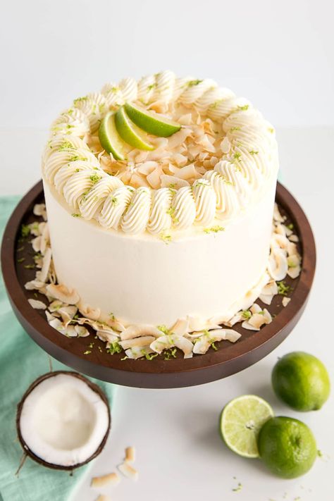 Coconut Cake Decoration, Coconut Lime Cake, Hawaii Birthday, Key Lime Cake, Tender Coconut, Lime Curd, Coconut Buttercream, Coconut Cake Recipe, Lime Cake