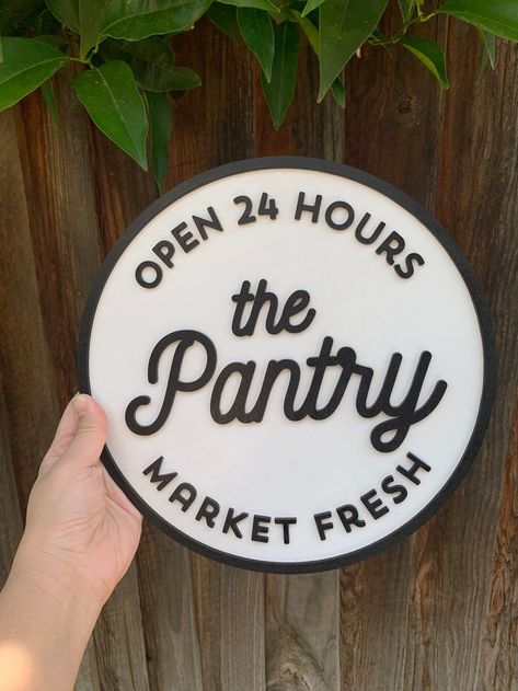 Kitchen Sign Diy, Pantry Door Decor, Break Room Design, Modern Farmhouse Pantry, Pantry Decor, Pantry Sign, Kitchen Decor Signs, Farmhouse Pantry, Custom Pantry