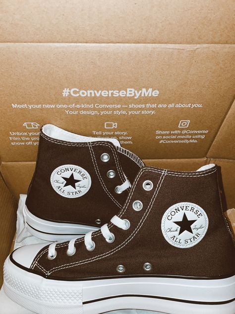 Converse Cafe, Converse Chunky, Dark Academia Shoes, Converse Customized, Customized Converse, Academia Shoes, Converse Hightop, Cute Converse Shoes, Brown Converse