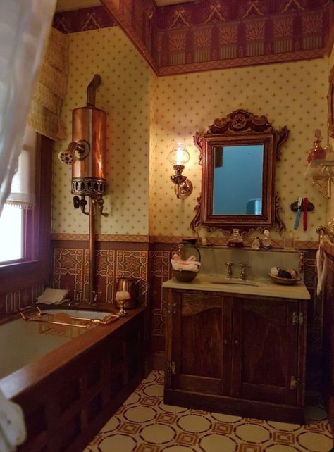 Old Victorian Homes Interior Bathroom, Old Lady Home Decor, Victorian Era Bathroom, Old Money Restroom, 1860s Aesthetic House, Southern Gothic Bathroom, 19th Century Bathroom, Victorian Homes Interior Bathroom, Victorian Homes Interior Bedroom