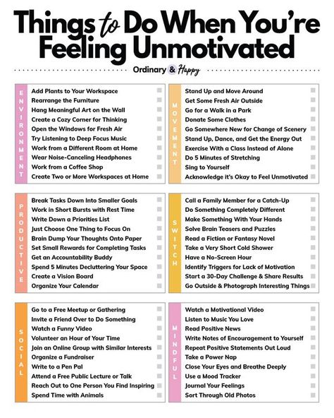 Things To Do When Unmotivated, What To Do When Feeling Unmotivated, Feeling Unmotivated, Deep Focus, Meaningful Art, Music And Movement, Alone Time, At Home Exercises, At Home Workouts