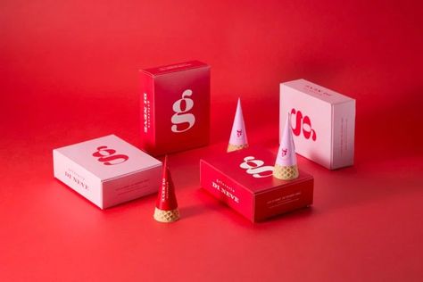 Red Combination, Ice Cream Packaging, Cream Packaging, Ice Cream Brands, Box Packaging Design, Branding Inspo, Creative Packaging Design, Creative Packaging, Packaging Design Inspiration