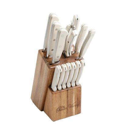 Stained Kitchen Cabinets, Types Of Knives, Wood Knife, Essential Kitchen Tools, Knife Block Set, Cutlery Sets, Stainless Steel Cutlery, Knife Set Kitchen, The Pioneer Woman