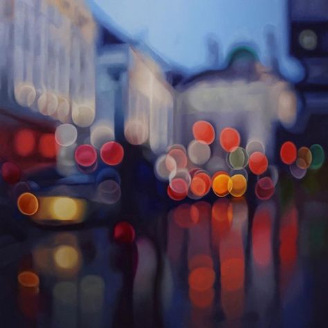 philip barlow's out-of-focus oil paintings depict a world for short-sighted people Watercolour Techniques, Tela, Flower Mural, Abstract City, Beautiful Oil Paintings, City Painting, Out Of Focus, Night Painting, Watercolor Techniques