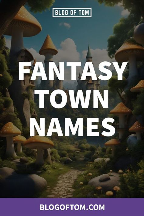 Looking to dream up a landscape of myth and wonder with unique fantasy town names for your story, game or art project? Find the inspiration you need in our blog post filled with magical and intriguing town names! Each name is a ticket to a brand new world of fantasy. Click it to read and be sure to follow us for a constant stream of enchanting ideas! Village Names For Stories, Fantasy Town Name Generator, Fantasy City Names Ideas, Names For Your Story, Town Names For Stories, Fantasy Place Names, Fantasy World Names, Town Name Generator, Fantasy Town Names