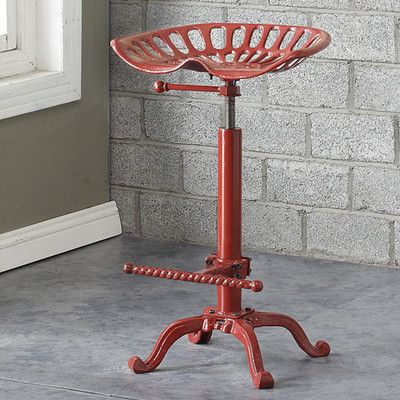 Adjustable Colton Tractor Seat Stool | Wayfair Tractor Seat Bar Stools, Chair Dancing, Tractor Seat Stool, Home Bar Areas, Tractor Seats, Red Hunter, Wrought Iron Design, Metal Stool, Vintage Tractors