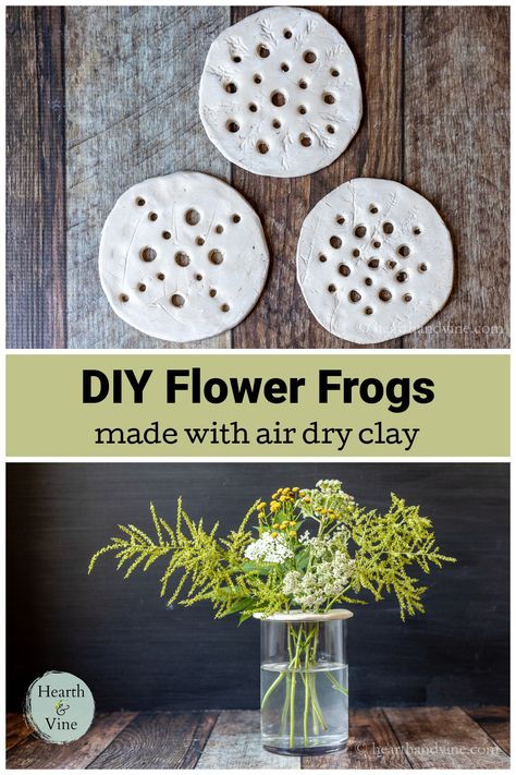 Diy Keramik, Hantverk Diy, Flower Frogs, Air Dry Clay Projects, Deco Nature, Clay Crafts Air Dry, Deck Decorating Ideas, Flower Frog, Diy Clay Crafts