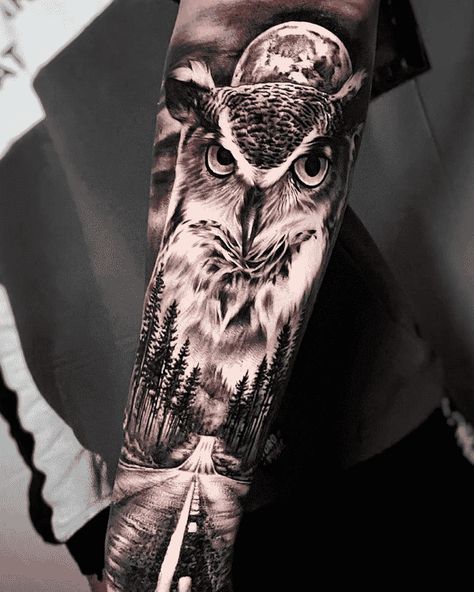 Owl Tattoo Design Images (Owl Ink Design Ideas) Owl Tattoo Arm, Simple Owl Tattoo, Owl Forearm Tattoo, Owl Eye Tattoo, Mens Owl Tattoo, Traditional Owl Tattoos, Barn Owl Tattoo, Realistic Owl Tattoo, Owl Tattoo Sleeve