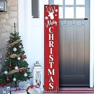 Merry Christmas Welcome Sign for Front Porch Standing, Snowflake Elk Wooden Porch Sign for Xmas Front Door Decorations, Rustic Farmhouse Red Hanging Signs Wall Sign for Christmas Happy New Year Decor 47.2"H Xmas Front Door Decorations, Christmas Signs Wood Front Porches, Holiday Entryway Decor, Xmas Decorations Outdoor, Front Door Decorations, Wooden Porch, Wooden Welcome Signs, Christmas Happy New Year, Christmas Front Porch