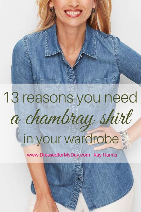 Dark Chambray Shirt Outfit, Style A Chambray Shirt, How To Wear Chambray Shirt, Chambray Shirt Outfit 2023, How To Style A Chambray Shirt, Chambray Shirt Outfit Fall, Chambray Shirt Outfit Winter, Jean Shirt Outfits For Women, Demin Shirt Outfit