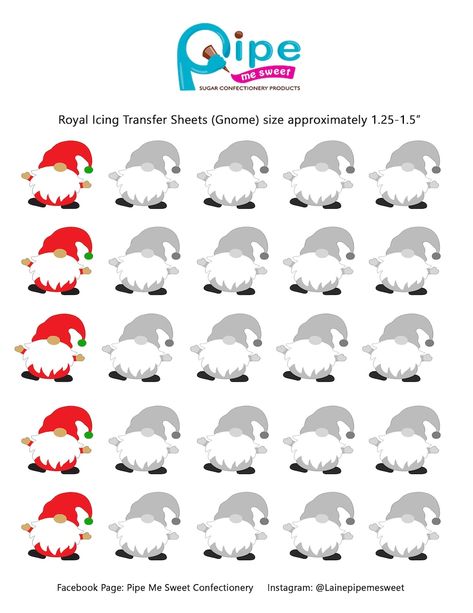 Gnome Royal Icing Transfer Sheets - Etsy Canada Free Royal Icing Transfer Templates Christmas, Cookie Transfer Sheets, Royal Icing Templates Free Printable, Royal Icing Transfers Free Printable, Royal Icing Transfer Sheets, Royal Icing Templates, Royal Icing Transfers, Transfer Sheets, Reading Logs