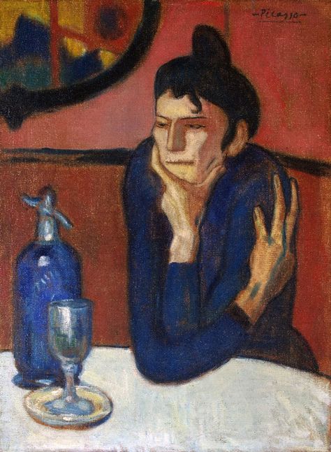 The Absinthe Drinker, Absinthe Drinker, Absinthe, Pablo Picasso, Canvas Print, Paintings, Canvas, Blue, Art