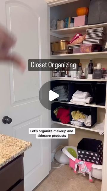 Kays Decor Finds on Instagram: "Closet organizing #closet #organize #organization #organizer #cleaning #kaysdecor #decor #inspo #homeinspo 🎥credit: theaestheticsideofhomes" Organize Cleaning Closet, Organize Hall Closet, Towel Closet Organization Ideas, Organizers For Closets, Bathroom Closet Organization Ideas, Organizing Closet, Closet Organization Bins, Cleaning Closet Organization, Bathroom Closet Organization