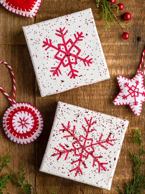 How to Draw a Snowflake - Olivia OHern Draw A Snowflake, Snowflake Painting, Painted Snowflakes, Painting Easy, Wood Wall Hanging, Easy Christmas Crafts, Glitter Paint, Paint Marker, Christmas Paintings