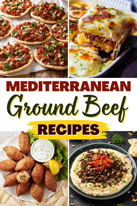 Easy Cheap Mediterranean Diet Recipes, Hearty Mediterranean Meals, Mediterranean Ground Beef Stir Fry, Mediterranean Recipes With Beef, Mediterranean Diet Hamburger Recipe, Mediterranean Hamburger Meat Recipes, Mediteranian Beef Recipes, Medditeranean Beef Recipes, Mediterranean Recipes Dinner Ground Beef