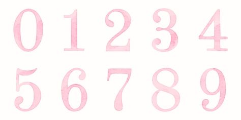 Number Stickers Free Printable, Watercolor Numbers, Number Icons, Number Fonts, Number Stickers, Home Icon, Highlight Covers, Card Banner, Poster Invitation