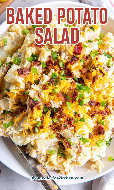 Bake Potatoes Salad, Potato Salad With Baked Potatoes, Hot Potato Salad With Bacon, Hot Potatoes Salad, Loaded Baked Potato Salad Recipe Easy, Baked Potato Potato Salad, Fully Loaded Baked Potato Salad, Red Skin Potato Salad With Bacon, Twice Baked Potato Salad Recipe