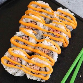 Spicy Crab Roll Recipe - IzzyCooking Spicy Crab Roll Recipe, Homemade Beer Batter, Pad Woon Sen, Beer Batter Fish, Spicy Crab Roll, Spicy California Roll, Beer Batter Recipe, Sushi Ideas, Crab Sushi