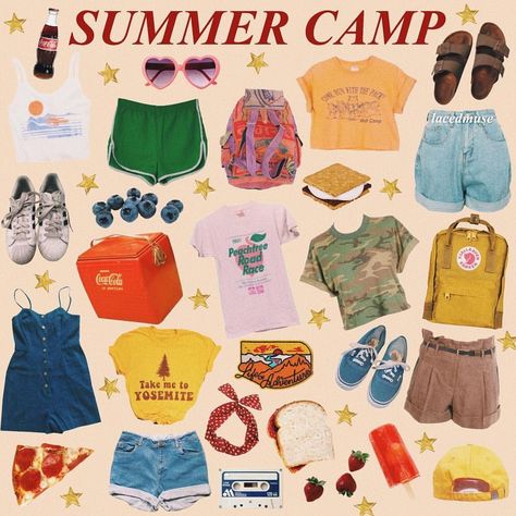 Summer Camp Aesthetic Outfits, Camp Counselor Outfit, Camping Aesthetic Outfits, Winter Camping Outfits, Summer Camp Outfits, Moodboard Art, Summer Camp Aesthetic, Camp Outfits, Summer Camp Counselor