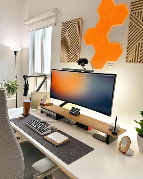 Mac Setup Workspace Inspiration, Desk Setup Ideas, Mac Setup, Desktop Design, Desktop Setup, Personalized Desk, Setup Ideas, Desk Ideas, Boost Creativity