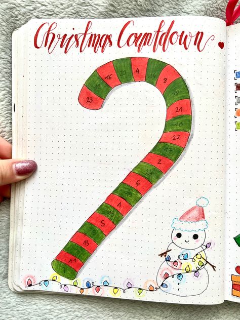 December 2018 Bullet Journal christmas countdown page Christmas Countdown Bullet Journal, Grinch Bullet Journal, Bujo 2023, 2024 Bujo, Journal Drawings, Bullet Journal Christmas, Year Journal, Bulletin Journal, Journal Christmas