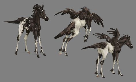 Mythical Animals, Magical Horses, Mythical Creatures Fantasy, Fantasy Horses, Animation Art Sketches, Most Beautiful Horses, Fantasy Animals, Fantasy Beasts, Creature Drawings