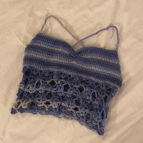 Summer Crochet Ideas Projects Free Pattern, Crocheting Ideas Aesthetic, Crop Top Ideas, Crochet Top Ideas, Ruched Mesh Top, Summer Crochet Top, Outfit Aesthetics, Crochet Top Outfit, Mode Crochet