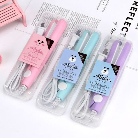 Cartoon Hair Straightener Splint Mini Student Small Power Girl Air Fringe Curler For Curling Or Straightening Electric Hair Straightener Mini Straightener, Flat Iron Tips, Flat Iron Waves, Mini Hair Straightener, Hair Straightener And Curler, Roll Hairstyle, Flat Iron Curls, Tape Pattern, Strip Pattern