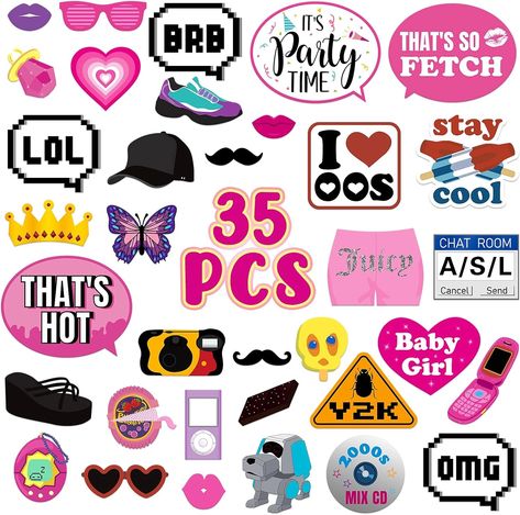 Amazon.com: Mosailles 35Pcs 2000s Party Photo Booth Props 00s Party Decorations 2000's Theme Birthday Party Supplies Vintage Retro Y2K Party Decor : Home & Kitchen 2000s Party Theme Decorations, 00s Party Theme, 2000s Party Theme, 2000s Theme Party, Y2k Birthday Party, 00s Party, Y2k Theme, 2000s Theme, Party Photo Booth Props