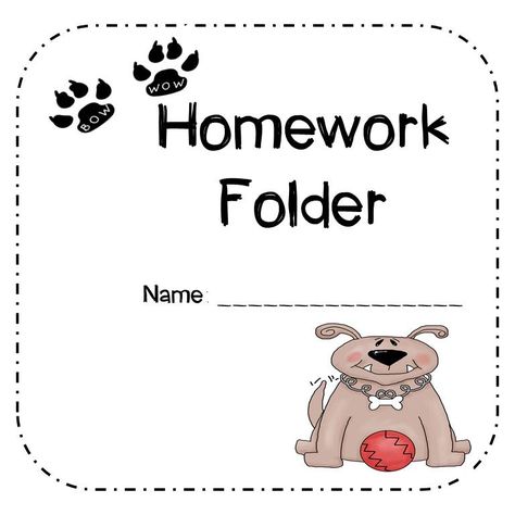 Homework folder freebie Homework Cover Page, Homework Folder Cover, Dog Theme Classroom, Dog Classroom, Homework Folders, Theme For Classroom, Kindergarten Education, Homework Folder, Cover Page Template