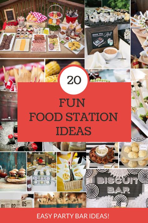 Create some fun and easy get-togethers with friends using these 20 Fun Build Your Own Food Bar Ideas.  Food bars create an informal atmosphere that you can prepare before your guest arrive which allows you to relax and enjoy spending time with your guest. Essen, Build Your Own Food Bar, Snack Bar Ideas, Food Station Ideas, Gourmet Burger Bar, Food Bar Ideas, Pancake Bar, Party Food Bars, Bagel Bar