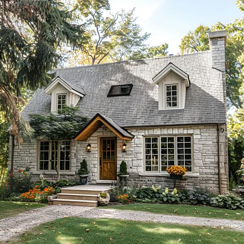 Cottage: Architecture, History, Sustainability, Materials And Typical Prices 59 Ranch Style Cottage Exterior, Cottage Style New Build, Brick Cottage With Porch, Cottage House England, Cosy Cottage Exterior, Large Cottage Style Homes, New Cottage Style Homes, Exterior English Cottage, Stone House Windows