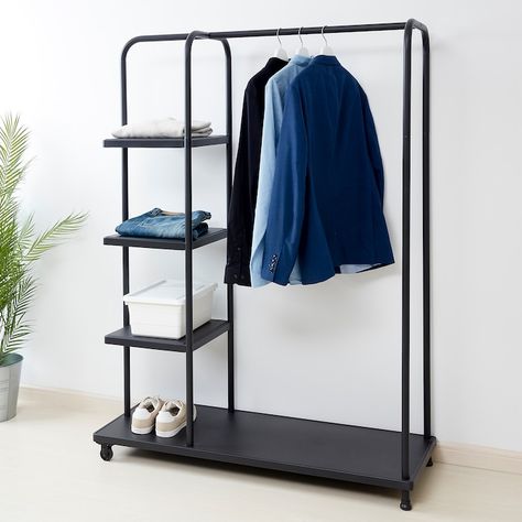 KORNSJÖ Clothes rack - black - IKEA Ikea Shoe Rack, Clothes Rack Design, Clothing Rack Bedroom, Coat Hanger Stand, Diy Clothes Rack, Diy Shoe Rack, Open Wardrobe, Clothes Racks, Clothing Racks