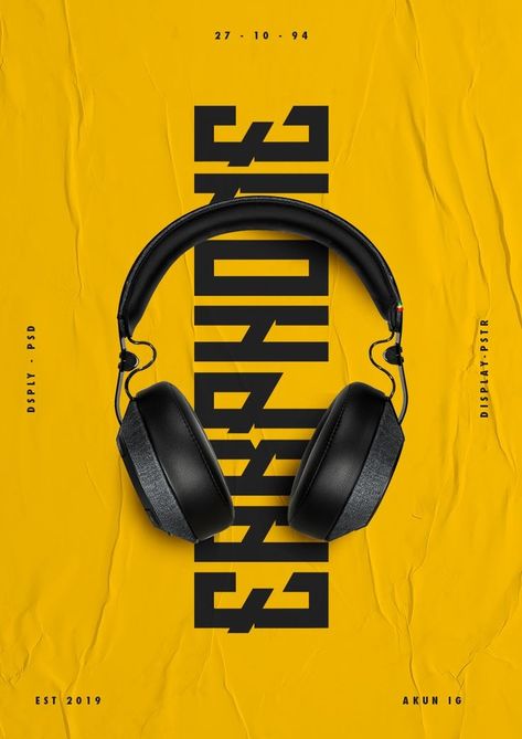 Event Poster Design Advertising, Product Ad Design Poster, Electronic Graphic Design, Music Ads Design, Headphones Poster Design, Music Social Media Design, Event Poster Design Ideas, Sports Event Poster, Poster Electronic