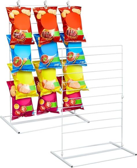 Amazon.com: Juexica 2 Pack Potato Chip Display Rack with 120 Clips Chip Bag Snack Holder Chip Rack Display Stand Metal Countertop Snacks Organizer Candy Cart for Retail Parties : Industrial & Scientific Snacks Organizer, Chip Display, Snack Holder, Snack Holders, Snack Organizer, Candy Cart, Potato Chip, Snack Bags, Display Rack