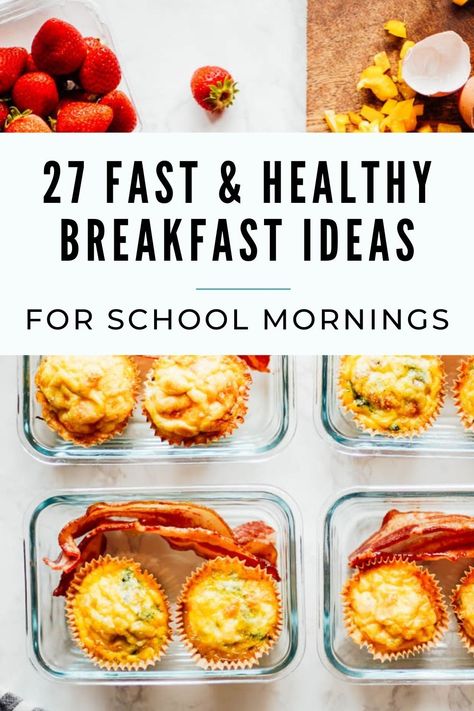 These healthy kids breakfast ideas are fast and easy to make and the perfect way to start a busy day full of learning! Great for busy school mornings. Breakfast On School Mornings, School Year Breakfast Ideas, Breakfast Ideas For High Schoolers, Easy Morning Breakfast For Kids Back To School, Easy School Day Breakfast, Week Day Breakfast Ideas, Quick Before School Breakfast, Weekday Breakfast Kids, Kindergarten Breakfast Ideas