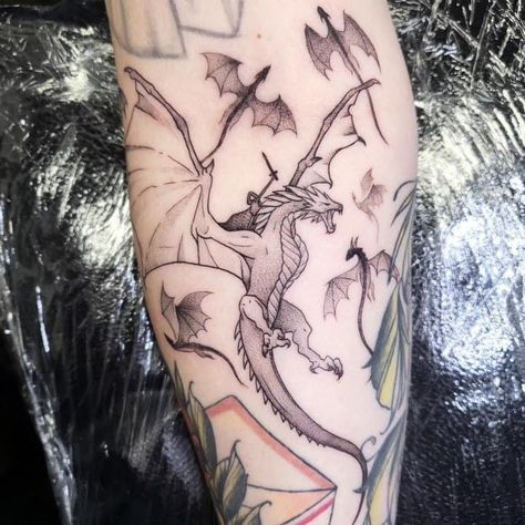 Dragons And Butterflies Tattoo, Dragon Tattoo For Women Arm Half Sleeves, Whimsical Dragon Tattoo, Abraxos Wyvern Tattoo, Female Dragon Tattoo, Dragon Wing Tattoo, Wyvern Tattoo, Dragon Tattoo With Wings, Giant Lizard