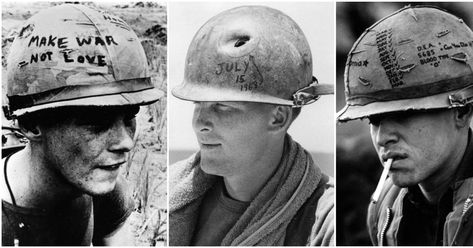 A lot of the soldiers wrote graffiti on their helmets with inscriptions of their attitudes about where they were and why they were there. ... Helmet Graffiti, Cabot Arkansas, Sardonic Humor, Lee Harvey Oswald, North Vietnam, South Vietnam, Vietnam Veterans, Military History, Arkansas