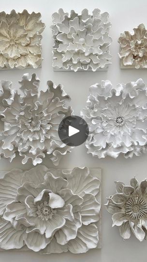 Paper Clay Recipe, Air Dry Clay Flowers On Canvas, Polymer Clay Flower Wall Art, Clay Flower Imprints, Flower Imprinted Clay, 3d Clay Mural Art Lotus, Clay Recipes, Foam Clay, Clay Moulding