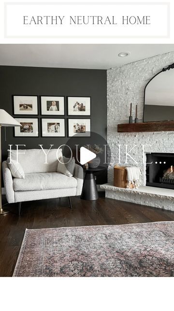 Great Room Design, Moody Neutral, Earth Tones Paint, Awkward Corner, Moody Living Room, Casual Home Decor, Cozy Sitting Area, Gallery Frames, Oversized Chair