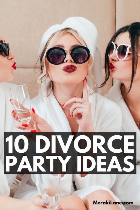 Divorce parties are a right of passage to the next stage of your life and a great opportunity to celebrate with friends and family who have been by your side through this trying time. Check out 10 fun and classy divorce party ideas! Divorce Trip Ideas, Just Divorced Photoshoot, Divorce Party Food Ideas, Breakup Party Ideas, Divorce Party Theme, Divorce Cocktails, Divorce Party Ideas For Men, Divorce Party Ideas Decoration, Divorce Party Ideas Photo Shoots