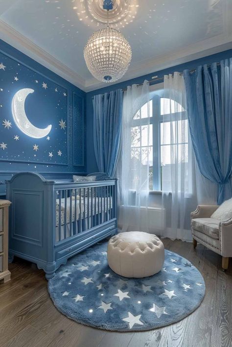 50 Simply Adorable Baby Girl Nursery Ideas You’ll Love! Blue Girl Nursery Ideas, Colourful Baby Room, Baby Girl Room Design, Nursery Ideas Colorful, Nursery Ideas Themes, Blue Nursery Ideas, Baby Boy Room Ideas, Blue Baby Room, Blue Nursery Girl