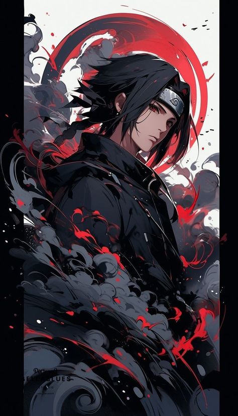 Anime Character, Black Hair, Naruto, Red, Hair, Anime, Black