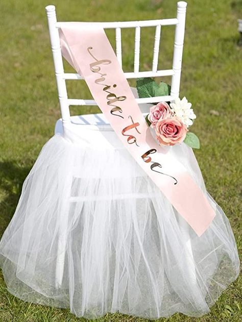 Tulle Tutu Decoration for Bridal Shower | Birthday Party, Veil Fluffy Look in White Color Bridal Chair Decorations, Tutu Decorations, Bridal Chair, Romantic Bridal Shower, Party Veil, Chic Bridal Showers, White Bridal Shower, Bride To Be Sash, Bride Shower