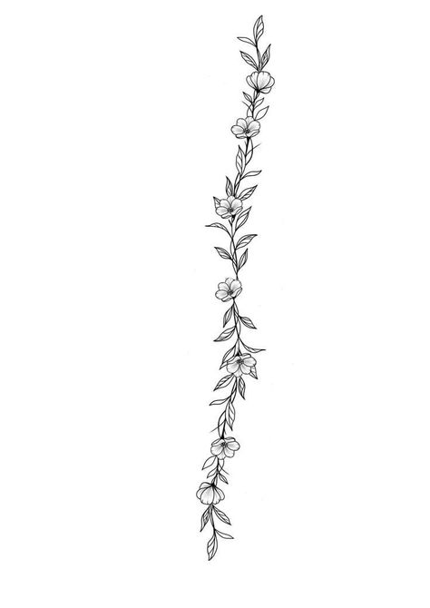 Dainty Floral Hip Tattoo, Greenery Spine Tattoo, Feminine Arm Tattoos Floral Sleeve, Tatoos Flowers Arm, Flower Chain Tattoo Arm, Flower Vine Sketch, Dainty Floral Vine Tattoo, Vine Cuff Tattoo, Tattoos That Wrap Around Arm