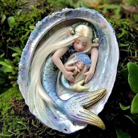 Mermaid Fairy, Clay Fairies, Fairy Crafts, Mermaids And Mermen, Clay Baby, Baby Fairy, Baby Mermaid, Art Carte, Mermaid Dolls