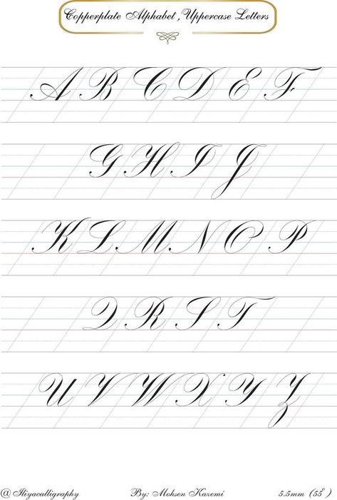 Copperplate Calligraphy Practice Sheets, Copperplate Alphabet, Copperplate Calligraphy Alphabet, Calligraphy Drills, Caligrafia Copperplate, Calligraphy Worksheets, Calligraphy Templates, Alphabet Practice Sheets, Calligraphy Writing Styles