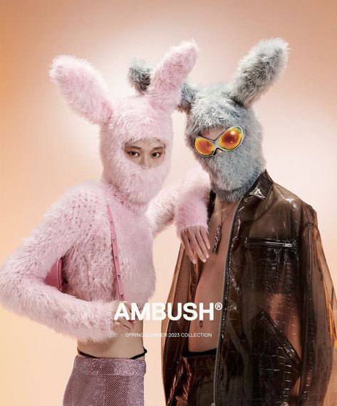 Rabbit Editorial, Cool Balaclava, Cute Balaclava, Balaclava Illustration, Balaclava Photoshoot, Pink Balaclava, Bunny Balaclava, Fashion Eras, Year Of The Rabbit