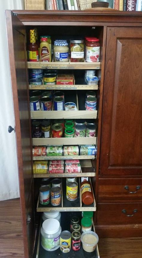 Convert Armoire To Pantry, Make A Pantry, Home Pantry, Old Entertainment Centers, Entertainment Center Kitchen, Linen Cupboard, Diy Pantry, Kitchen Open, Mud Room Storage